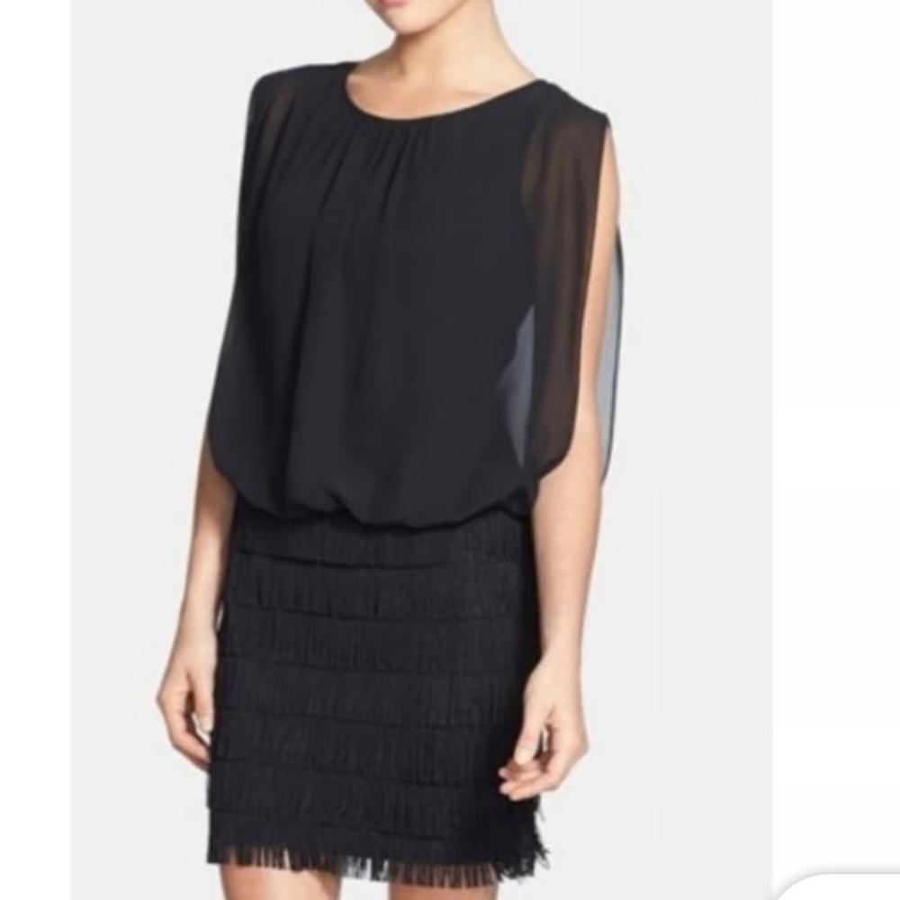 Aiden by Aiden Mattox Fringe Detail Chiffon Blouson Dress - Picture 13 of 13